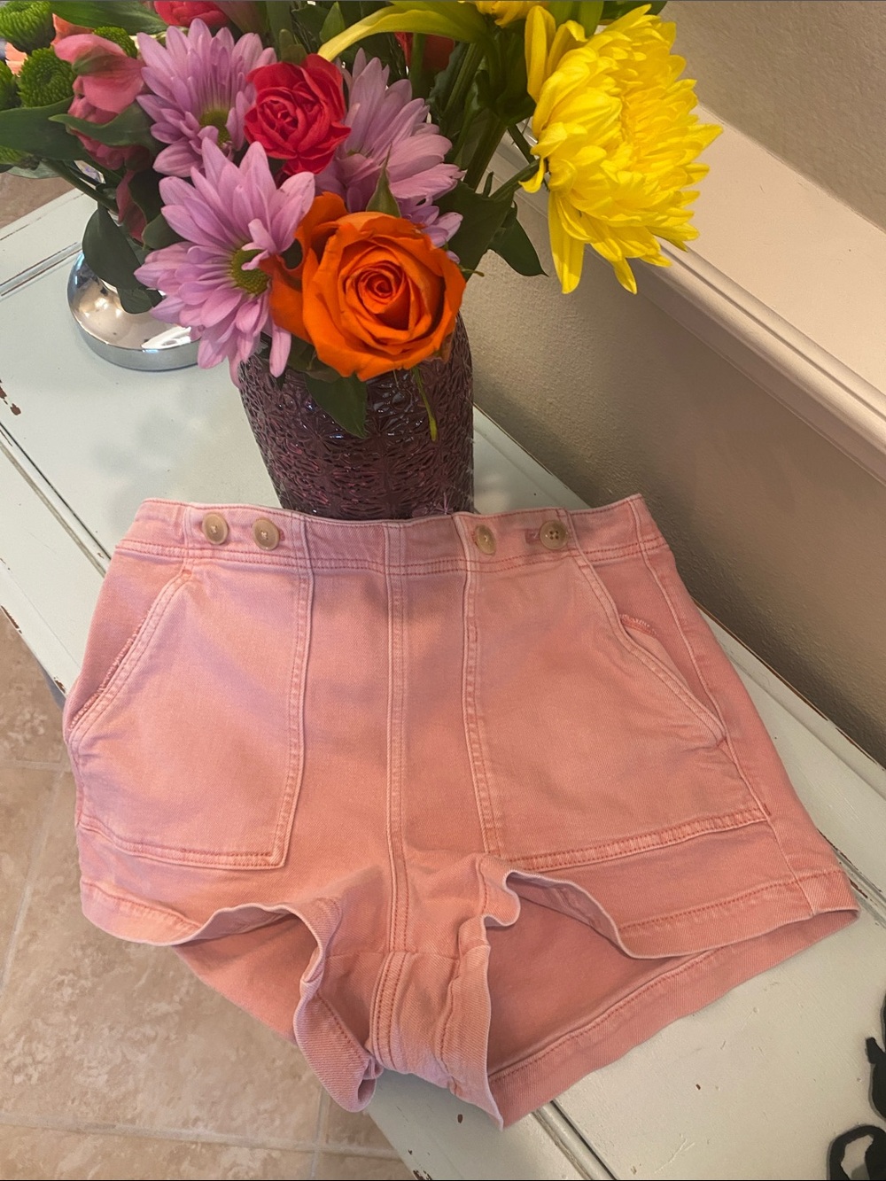 Pilcro High-Waist Blush Pink Summer Shorts